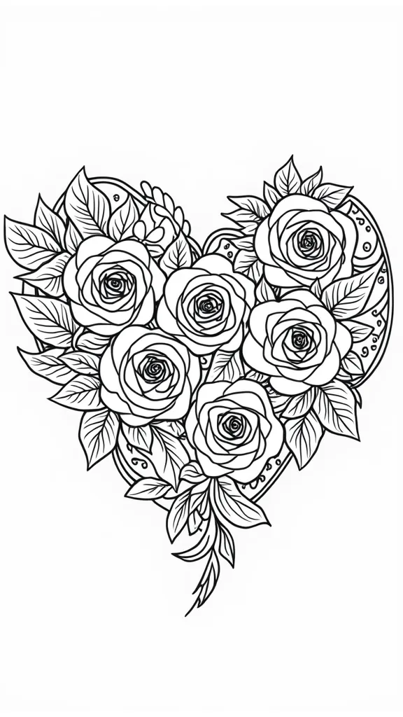 coloriages de rose coeur